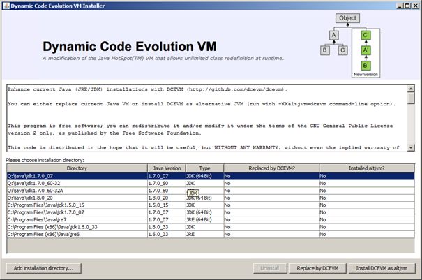Dynamic code evolution VM